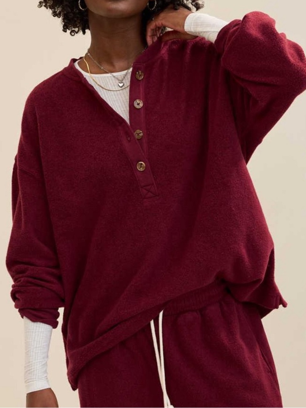 Aerie sherpa henley sweatshirt
